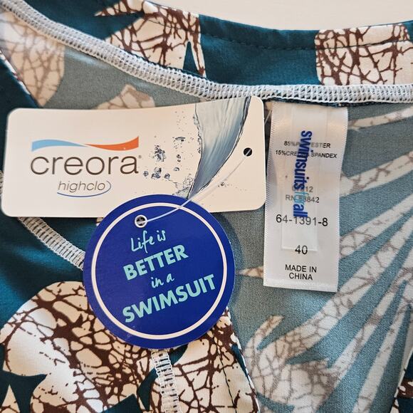 SwimSuits For All Chlorine Resistant Swim Tunic Green Palm Tree Print Plus 40 - Picture 7 of 11